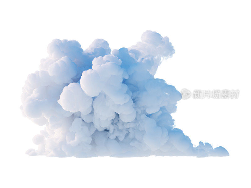 3 d渲染。云剪贴艺术孤立在白色背景。毛茸茸的积云。幻想的天空